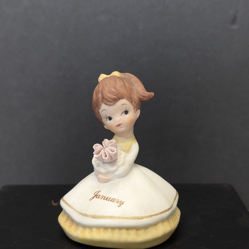 Vintage Lefton China Hand Painted January Birthday Girl Figurine